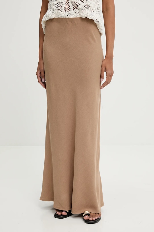 Answear Lab fustă de in uni maro MR.22101.HOS