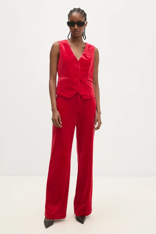 Answear.LAB spodnie welurowe z elastanem czerwony p2228.FLK