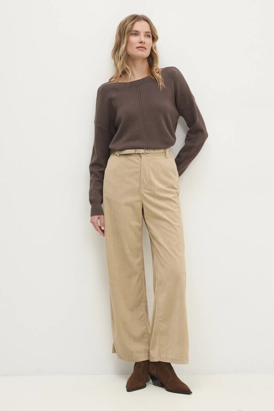 Answear Lab pantaloni de catifea cord 14584.ios bej WW25