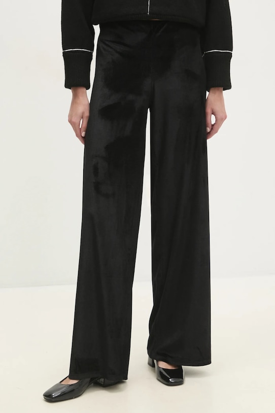 Кадифен панталон Answear.LAB еластичен черен 92798.IKK