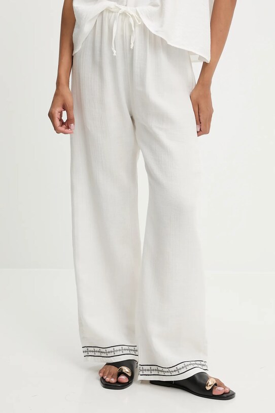 Answear Lab pantaloni de bumbac uni alb P28.3506.tos