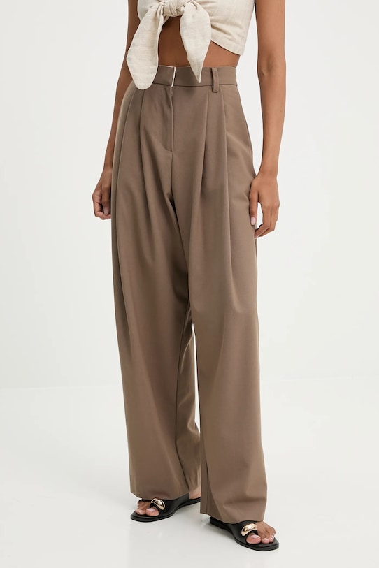 Answear Lab pantaloni din lână panza maro 2618.HAK