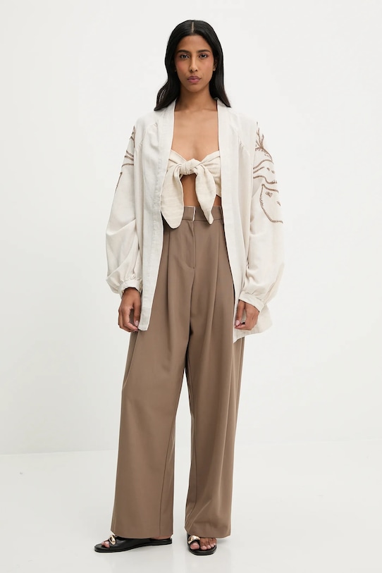 Answear Lab pantaloni din lână 2618.HAK maro WW25