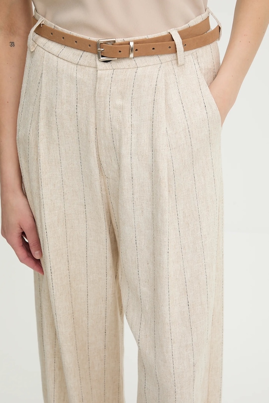 Kalhoty s příměsí lnu Answear.LAB béžová 2627.HAK