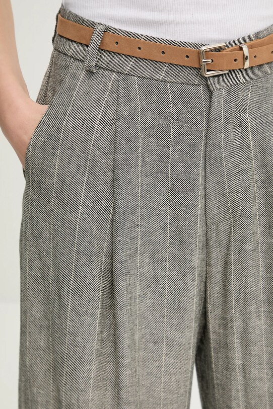 Kalhoty s příměsí lnu Answear.LAB šedá 2627.HAK