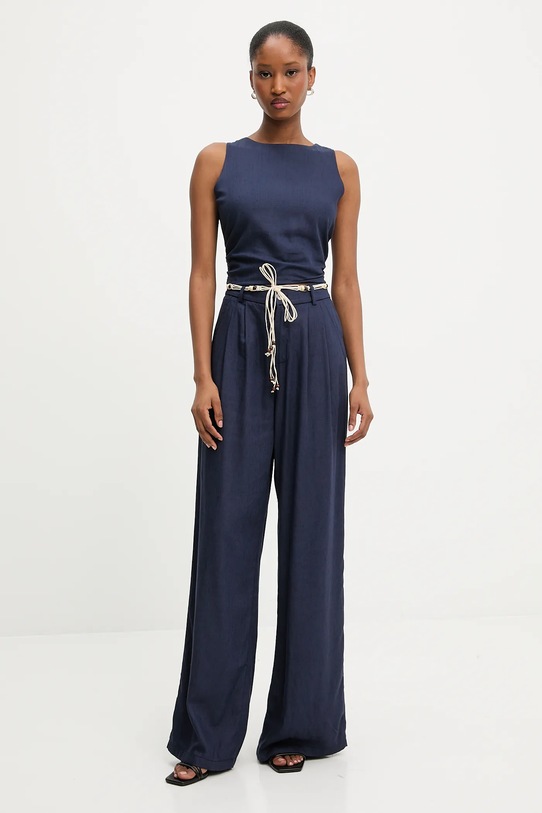 Answear Lab pantaloni din in L9143.hak bleumarin WW25