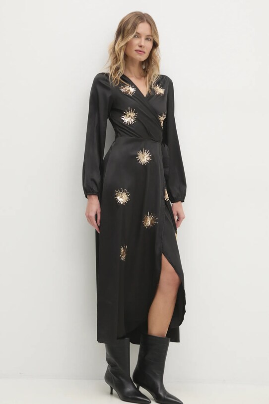 Answear Lab rochie midi negru 5423.HWK