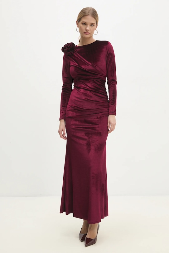 Answear.LAB sukienka welurowa sng.64.tos bordowy WW25