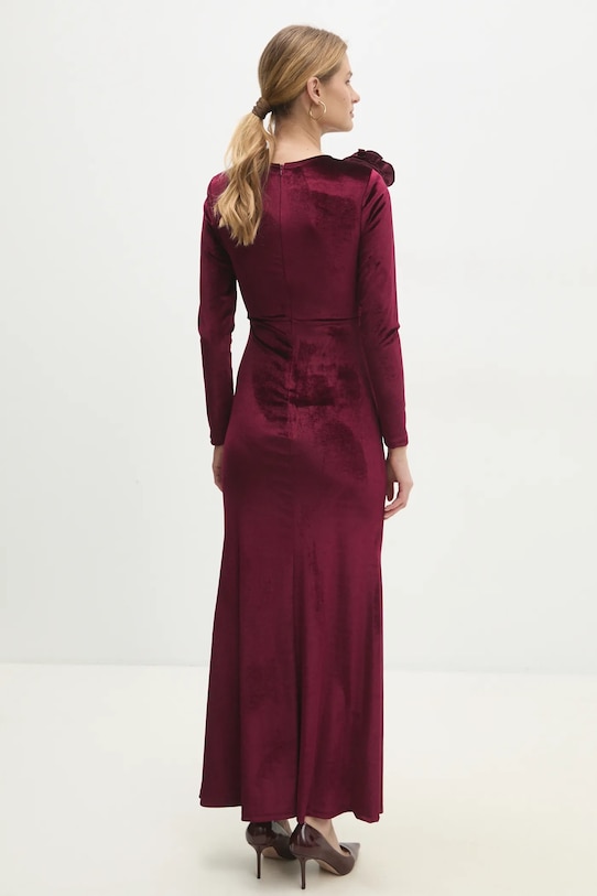 Odzież Answear.LAB sukienka welurowa sng.64.tos bordowy
