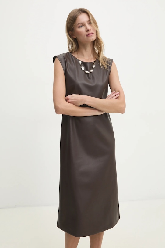 Haljina Answear.LAB bez uzorka smeđa 3489.ilk