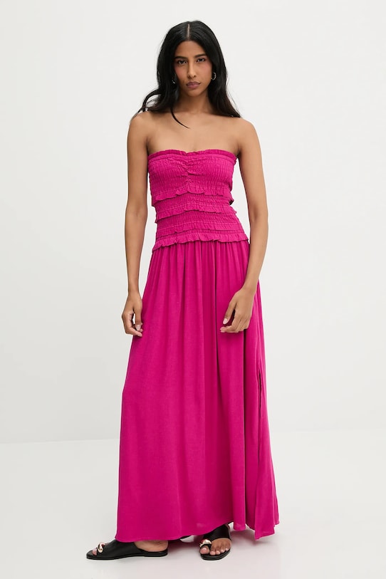 Answear Lab rochie din in maxi roz 91220.tos