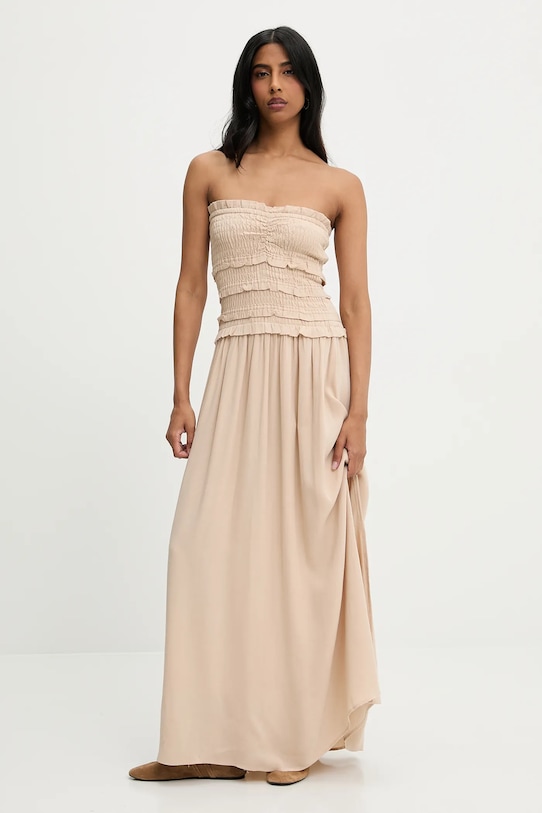 Lněné šaty Answear.LAB 91220.tos hnědá WW25