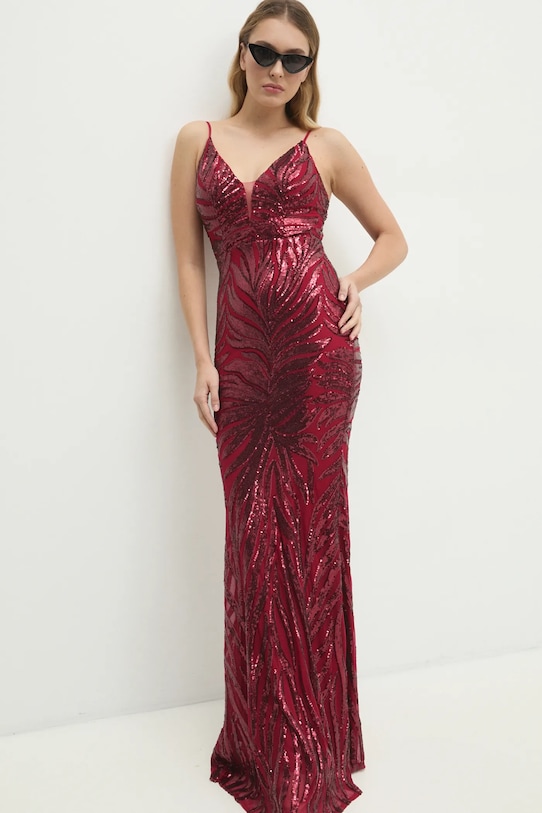 Answear Lab rochie maxi burgundia 512085.fos