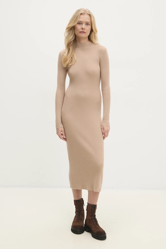 Answear.LAB sukienka z elastanem brązowy C6108.hms