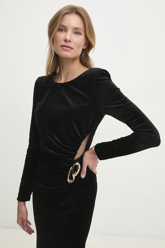 Answear.LAB sukienka welurowa czarny 57931.tos