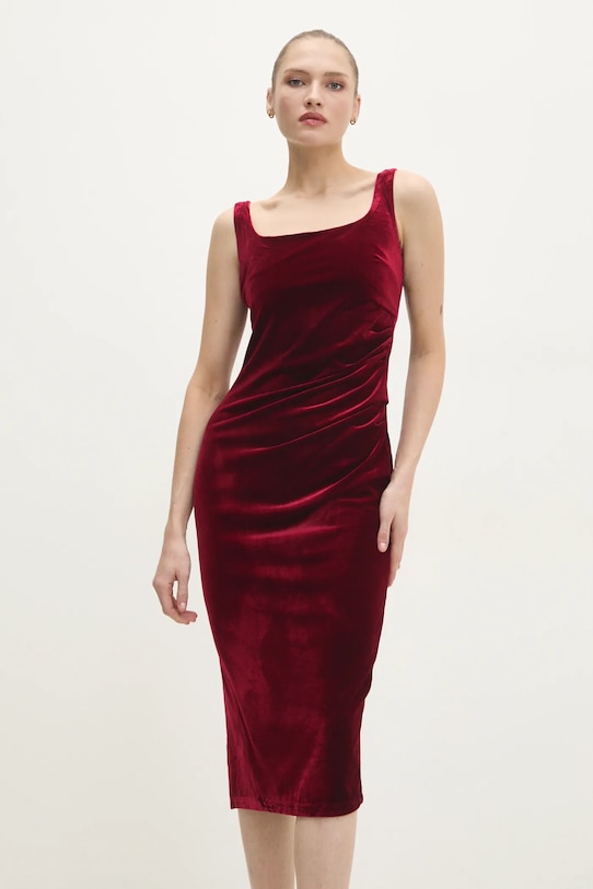 Velurové šaty Answear.LAB midi červená 5194.ios