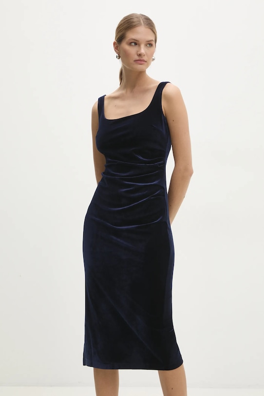 Answear Lab rochie de catifea midi bleumarin 5194.ios