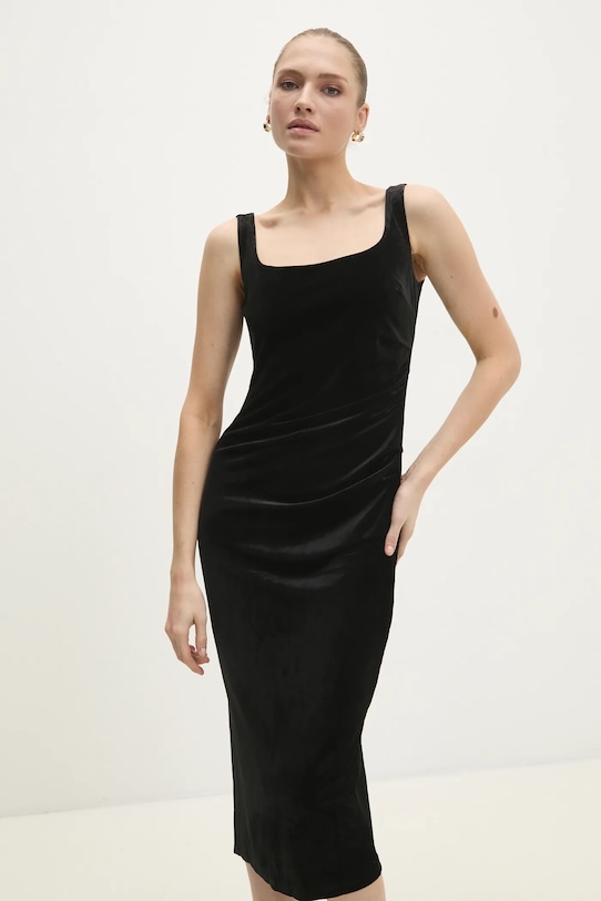 Answear Lab rochie de catifea midi negru 5194.ios