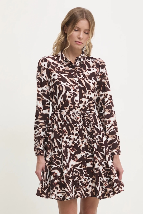 Answear Lab rochie din in fixat maro mj29176.fos