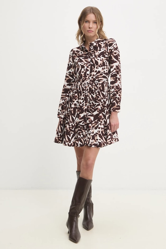 Answear Lab rochie din in mj29176.fos maro WW25