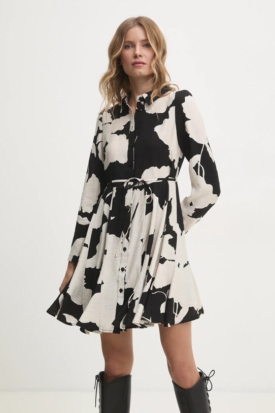 Answear Lab rochie din in mj29167.fos negru WW25