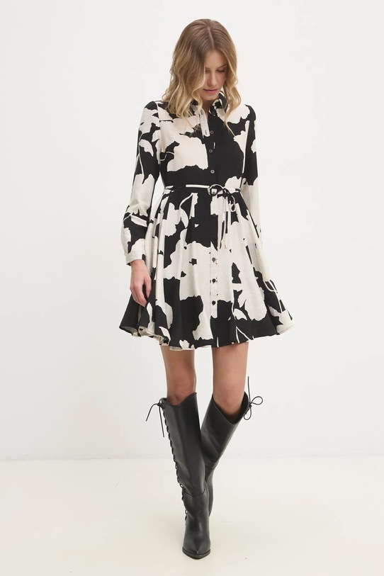 Answear Lab rochie din in fixat negru mj29167.fos