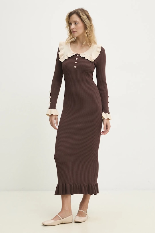 Odzież Answear Lab sukienka 1095.ilk brązowy