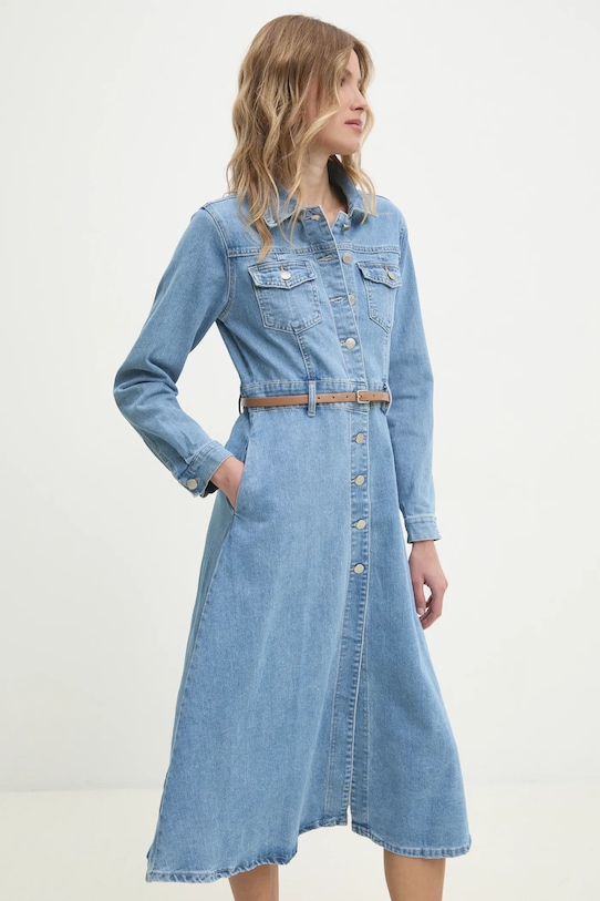 Φόρεμα τζιν Answear.LAB μακρύ μπλε N2622.HWK