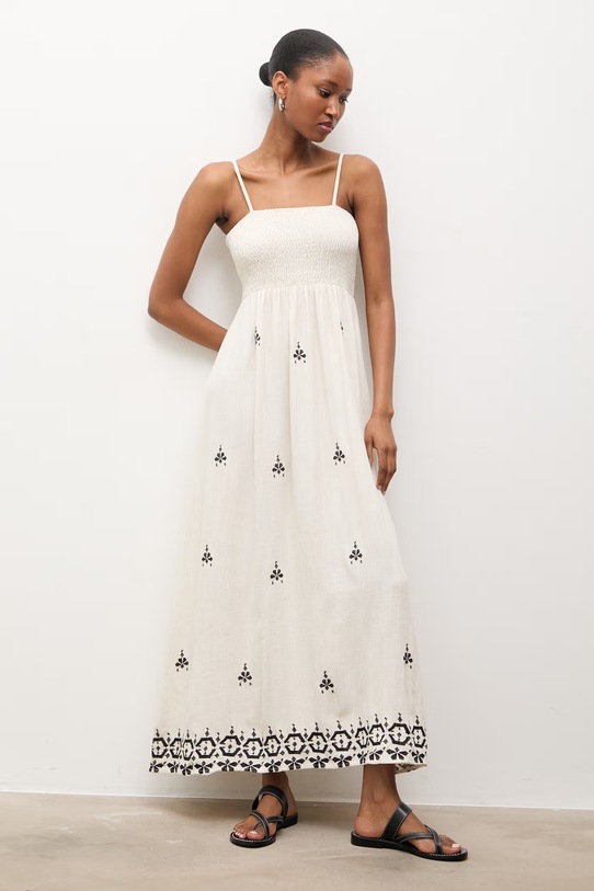 Answear Lab rochie din in CC2493.ums bej WW25