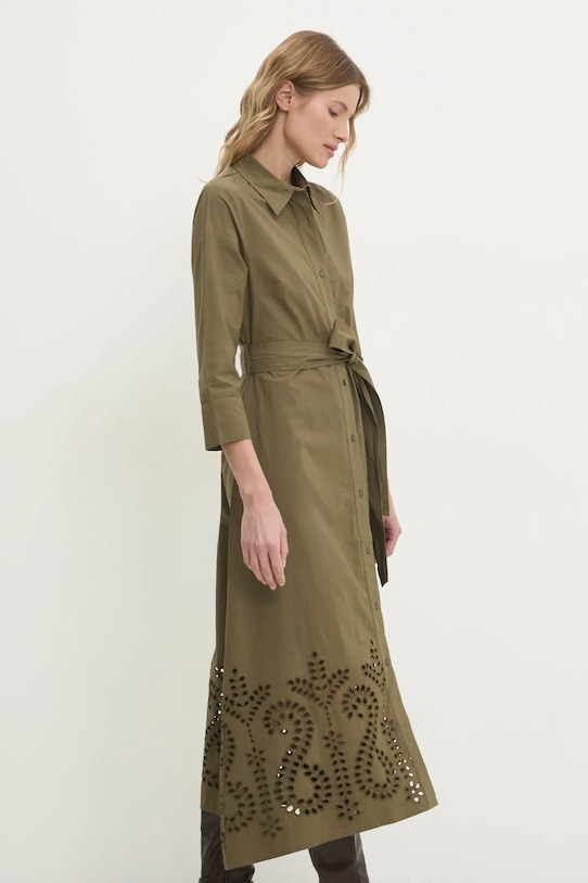 Answear Lab rochie din bumbac cu guler verde daly2024.flk