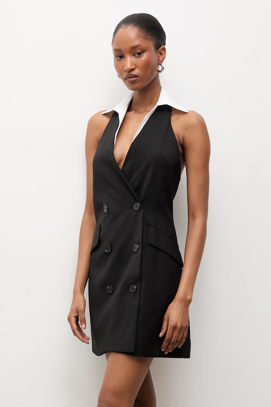 Answear Lab rochie cu guler negru LD2229.hlk