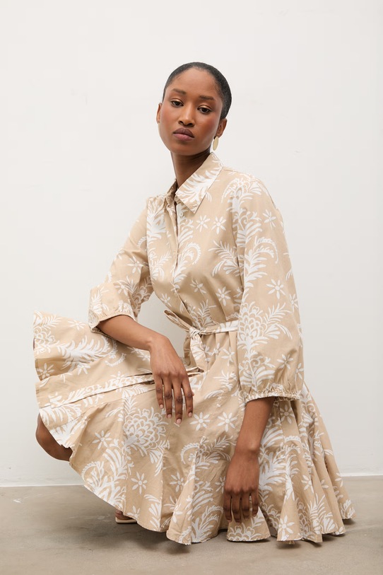 Answear.LAB vestito in cotone mini beige pekenia2024.045.FKK