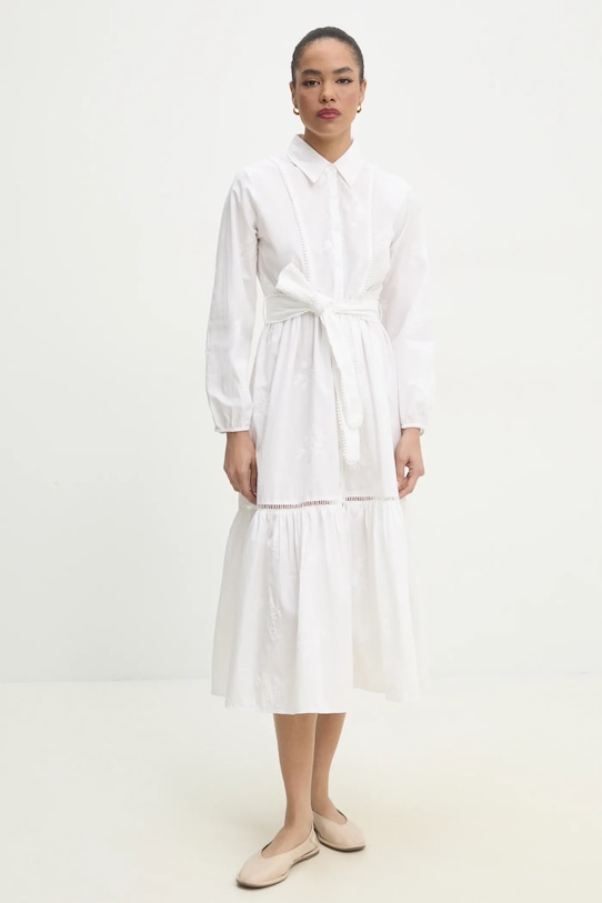 Answear Lab rochie din bumbac fixat alb sunny..FKK