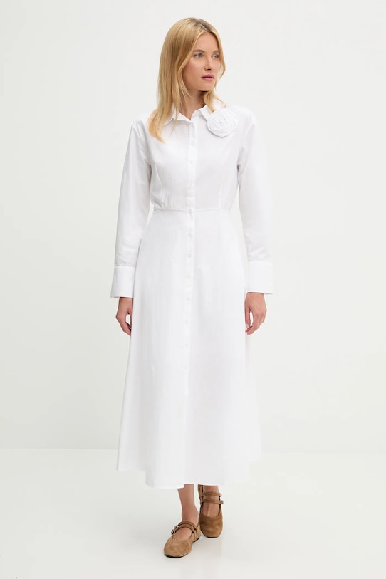 Bavlněné šaty Answear.LAB midi bílá 12247..tos