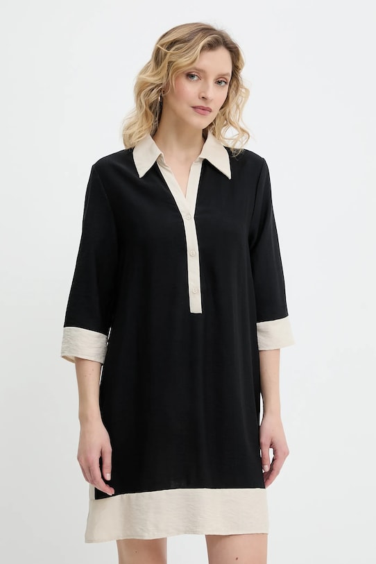 Answear.LAB sukienka lniana casual czarny E25.09.FLK