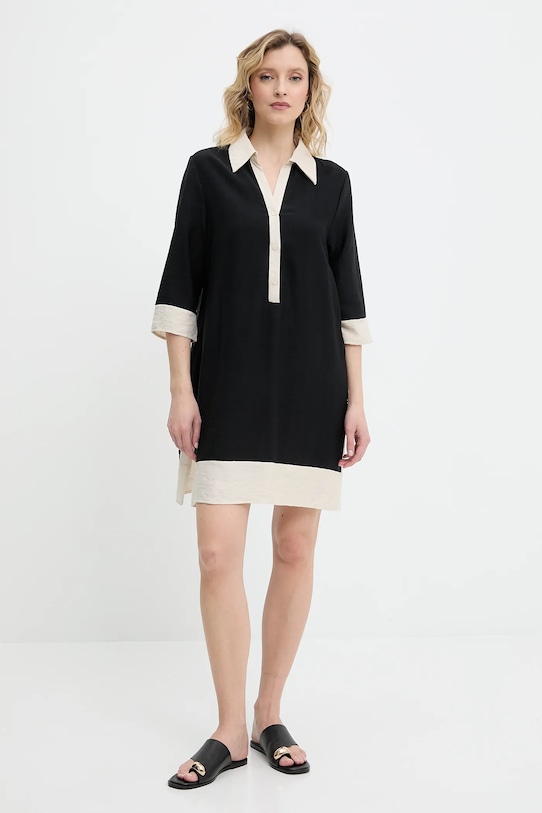 Льняна сукня Answear.LAB E25.09.FLK чорний WW25