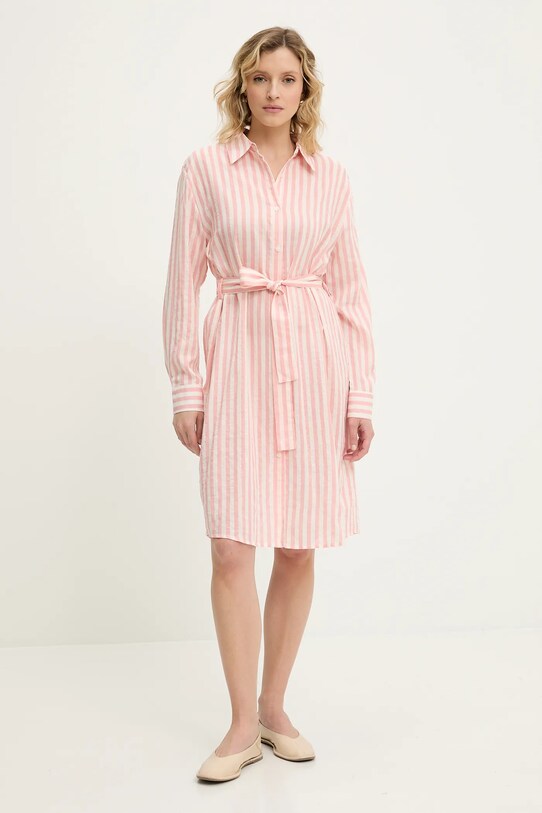 Answear Lab rochie din amestec de mătase W25.66.flk roz WW25