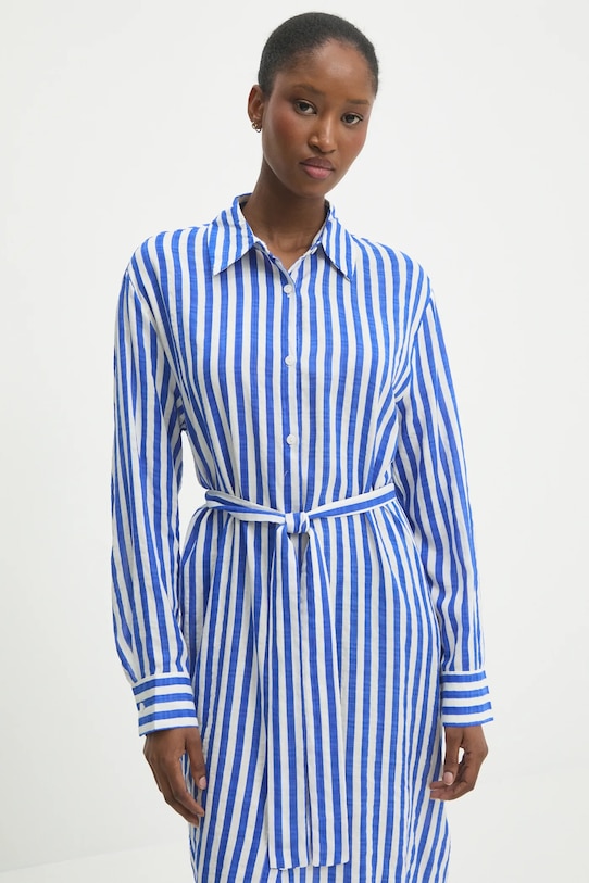 Answear Lab rochie din amestec de mătase albastru W25.66.flk