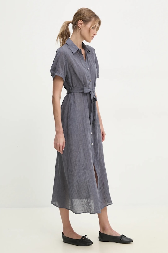 Lněné šaty Answear.LAB maxi námořnická modř E24.23.FLK