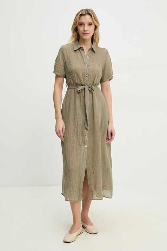 Answear Lab sukienka lniana casual zielony E24.23.FLK
