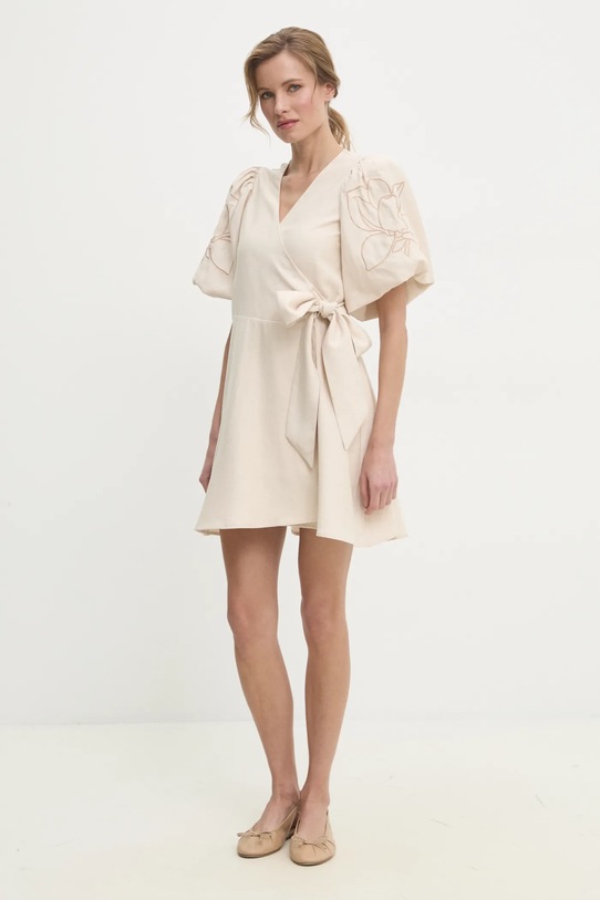 Lanena haljina Answear.LAB 24421yr.fos bež WW25