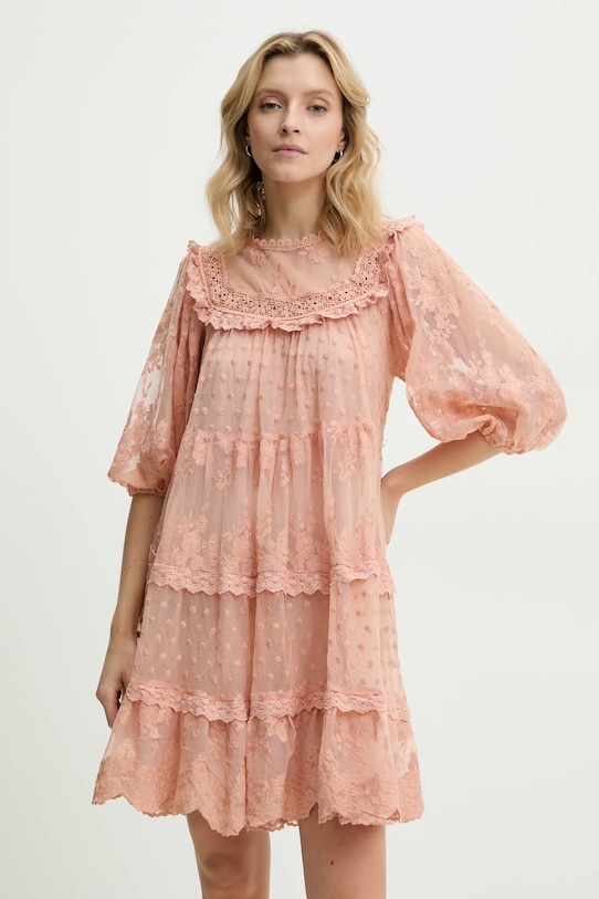 Answear Lab rochie mini bej 606075.FLK