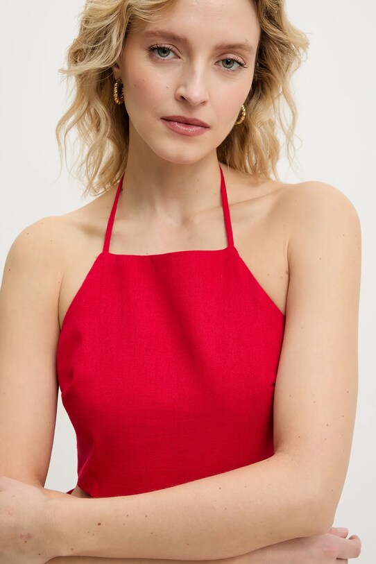 Answear Lab rochie din amestec de in ps9153s.fos rosu