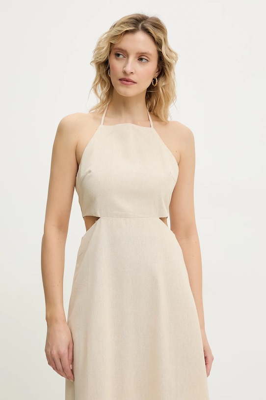 Answear Lab rochie din amestec de in bej ps9153s.fos