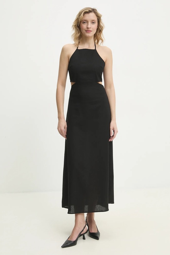 Answear Lab rochie din amestec de in ps9153s.fos negru WW25