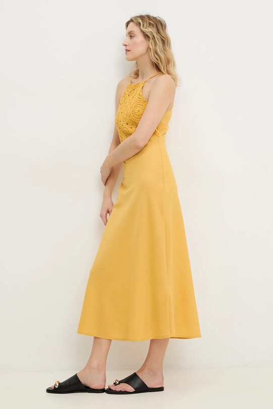 Answear Lab rochie din in ps9127.fos galben WW25