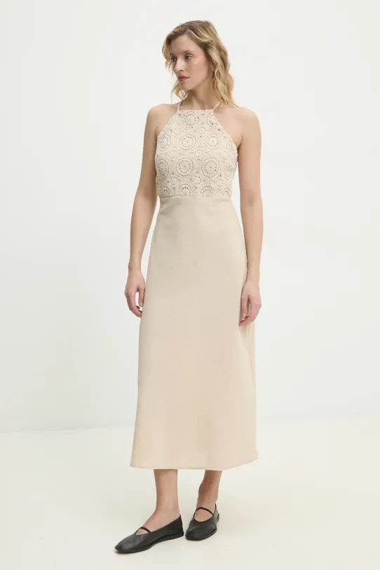 Answear Lab rochie din in ps9127.fos bej WW25