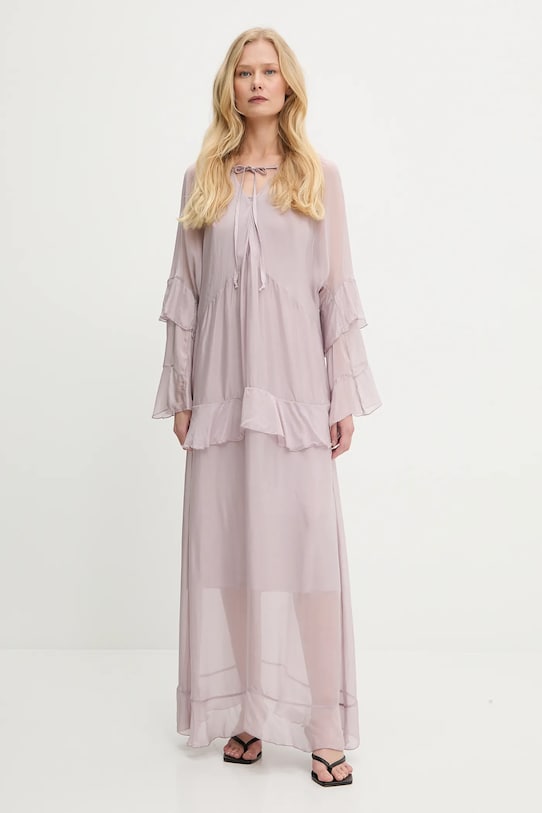 Answear.LAB sukienka z jedwabiem casual fioletowy D10593.IKK