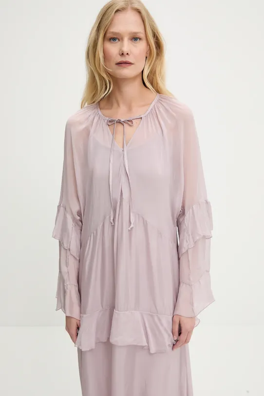 Answear Lab sukienka z jedwabiem fioletowy D10593.IKK