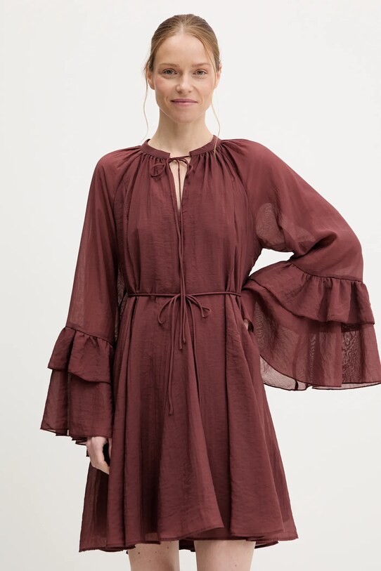 Answear Lab rochie legat burgundia 11190.fos